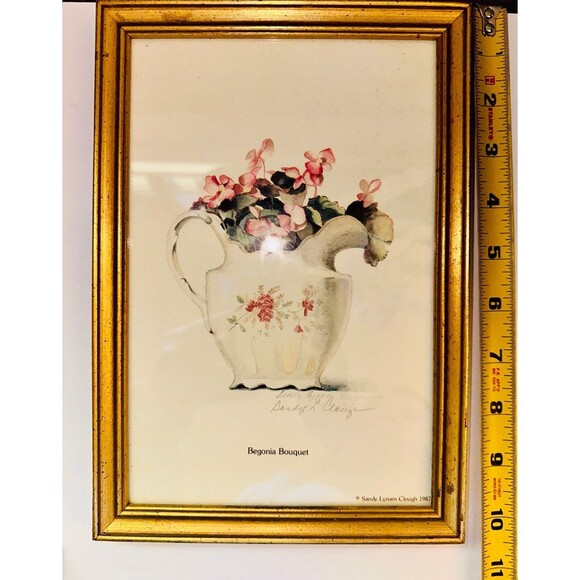 Framed and Signed Begonia Bouquet Sandy Lyman Clough Art Print - Picture 3 of 4